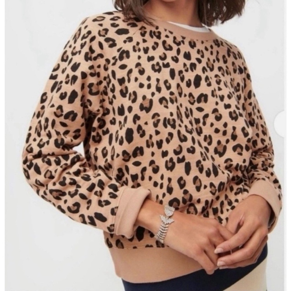 J. Crew Vintage Fleece Leopard Print Sweatshirt